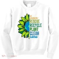 Save Rescue Recycle Plant Clean Care Earth Day Kids Sweatshirt thumb 0