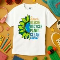 Save Rescue Recycle Plant Clean Care Earth Day Kids T-Shirt thumb 3