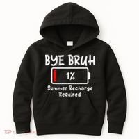 Summer Recharge Required Funny Last Day Of School Bye Bruh Kids Hoodie thumb 0