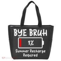 Summer Recharge Required Funny Last Day Of School Bye Bruh Tote Bag thumb 0