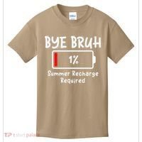 Summer Recharge Required Funny Last Day Of School Bye Bruh Kids T-Shirt thumb 0