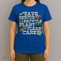 Save Rescue Recycle Plant Clean Care Earth Day Anniversary Cute Gift T-Shirt thumb 4