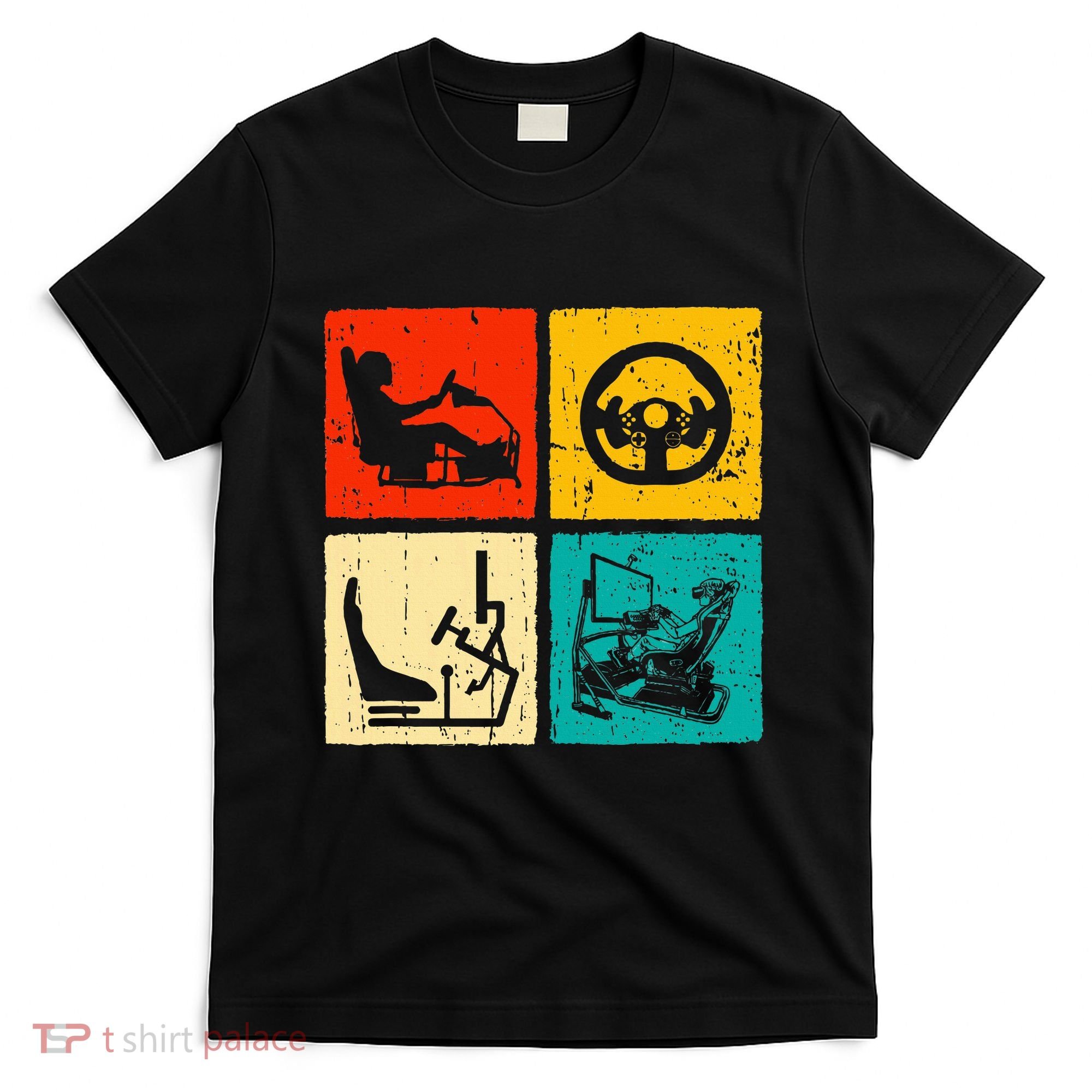 Sim Racing Retro Vintage Simulator Cockpit Racer Experience T-Shirt