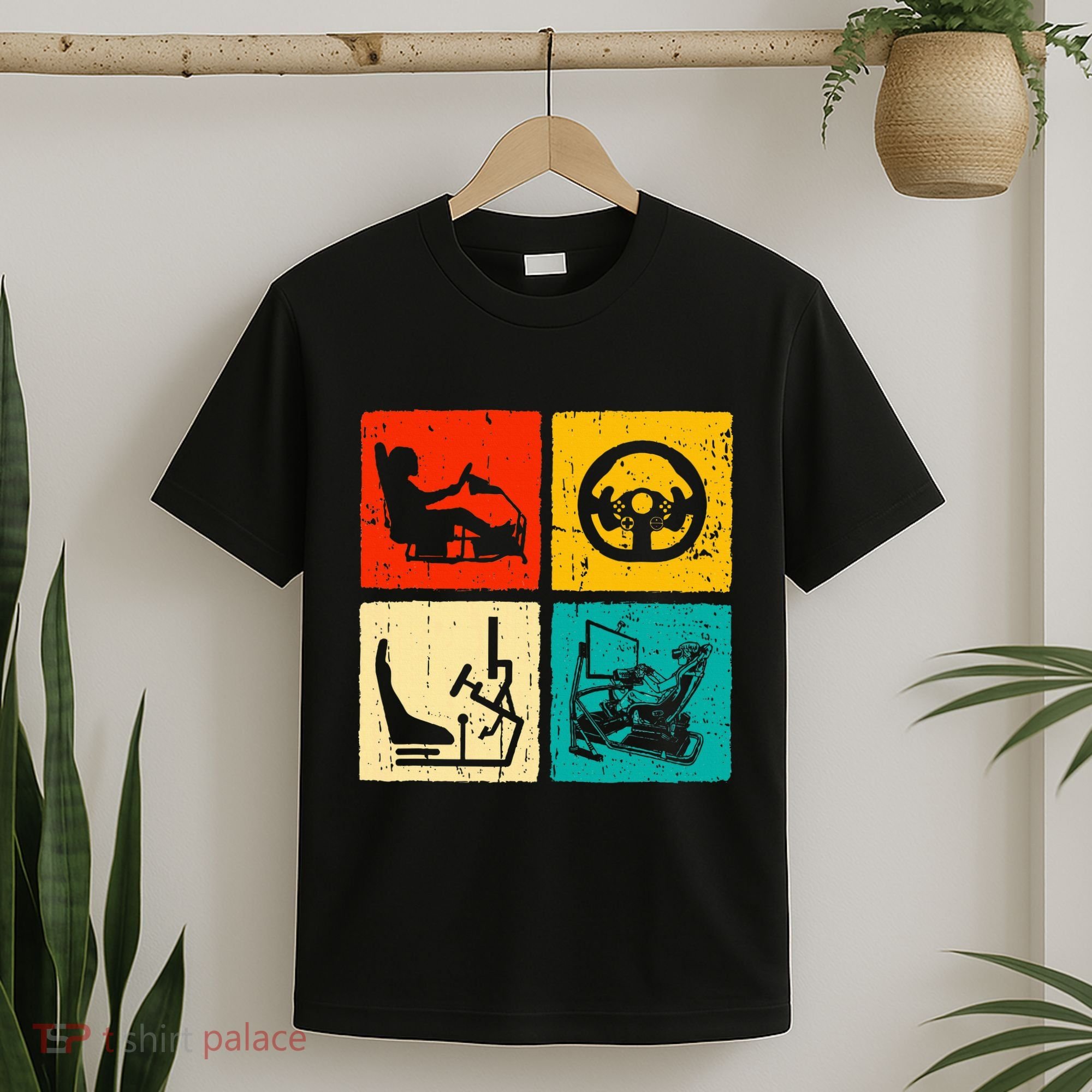 Sim Racing Retro Vintage Simulator Cockpit Racer Experience T-Shirt