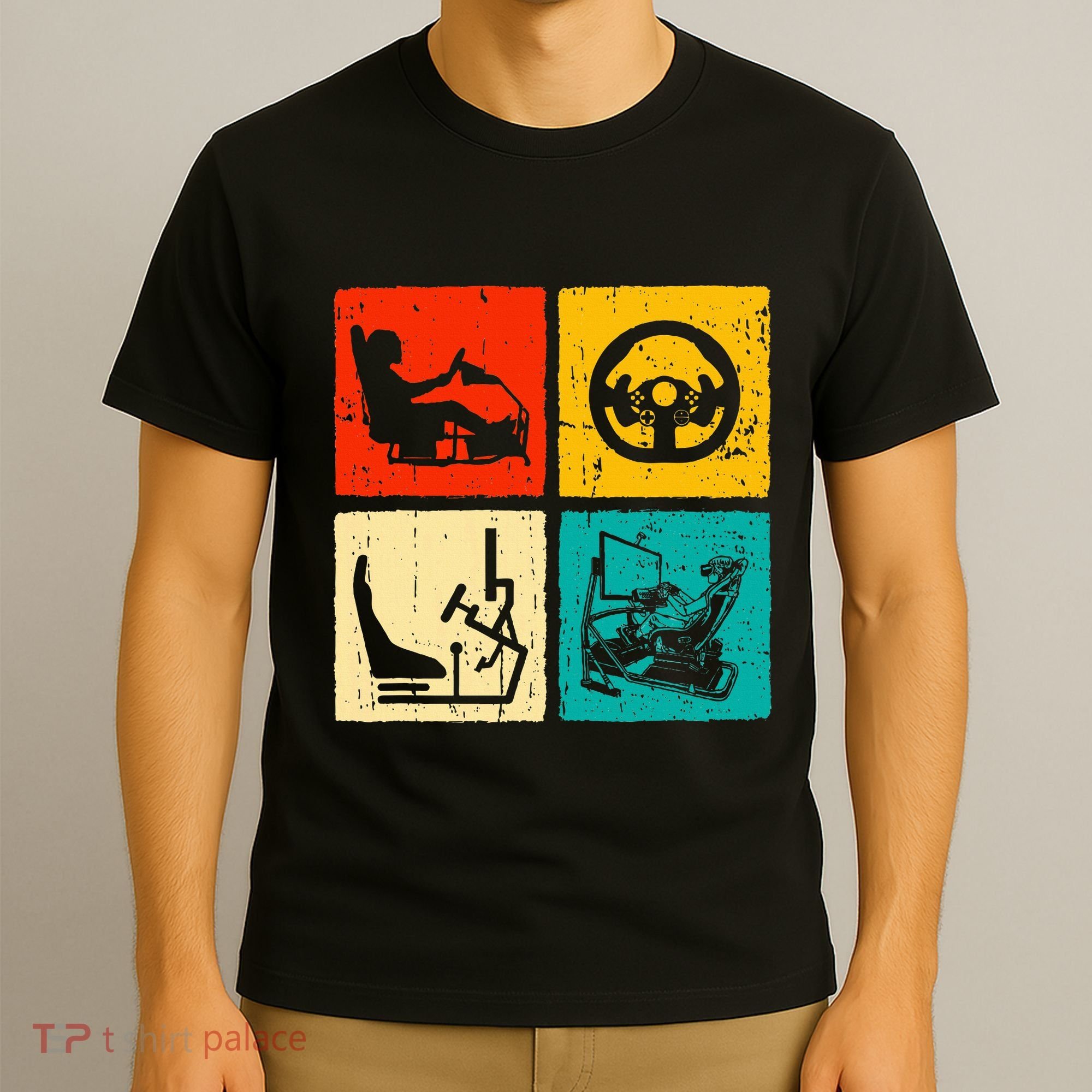 Sim Racing Retro Vintage Simulator Cockpit Racer Experience T-Shirt