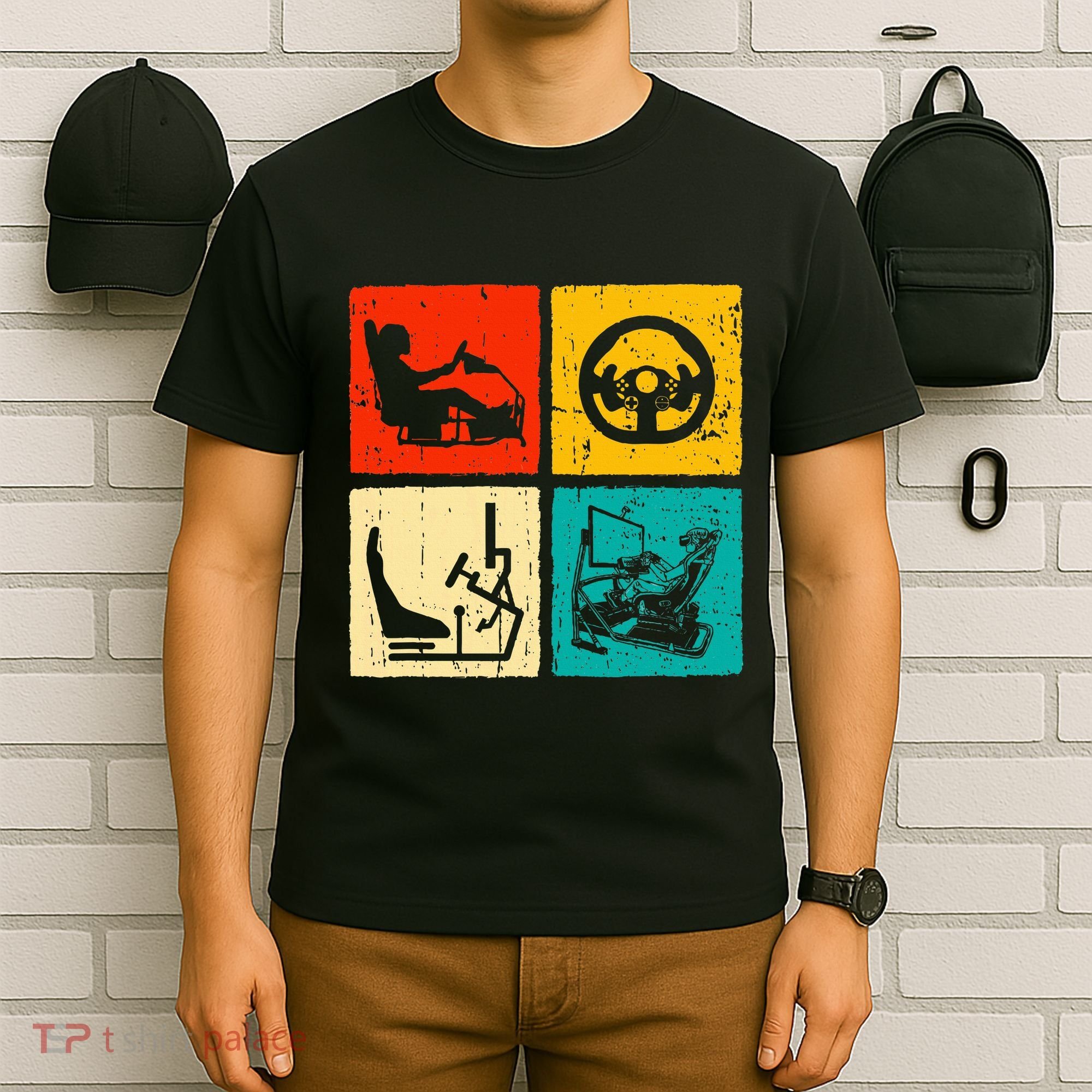 Sim Racing Retro Vintage Simulator Cockpit Racer Experience T-Shirt