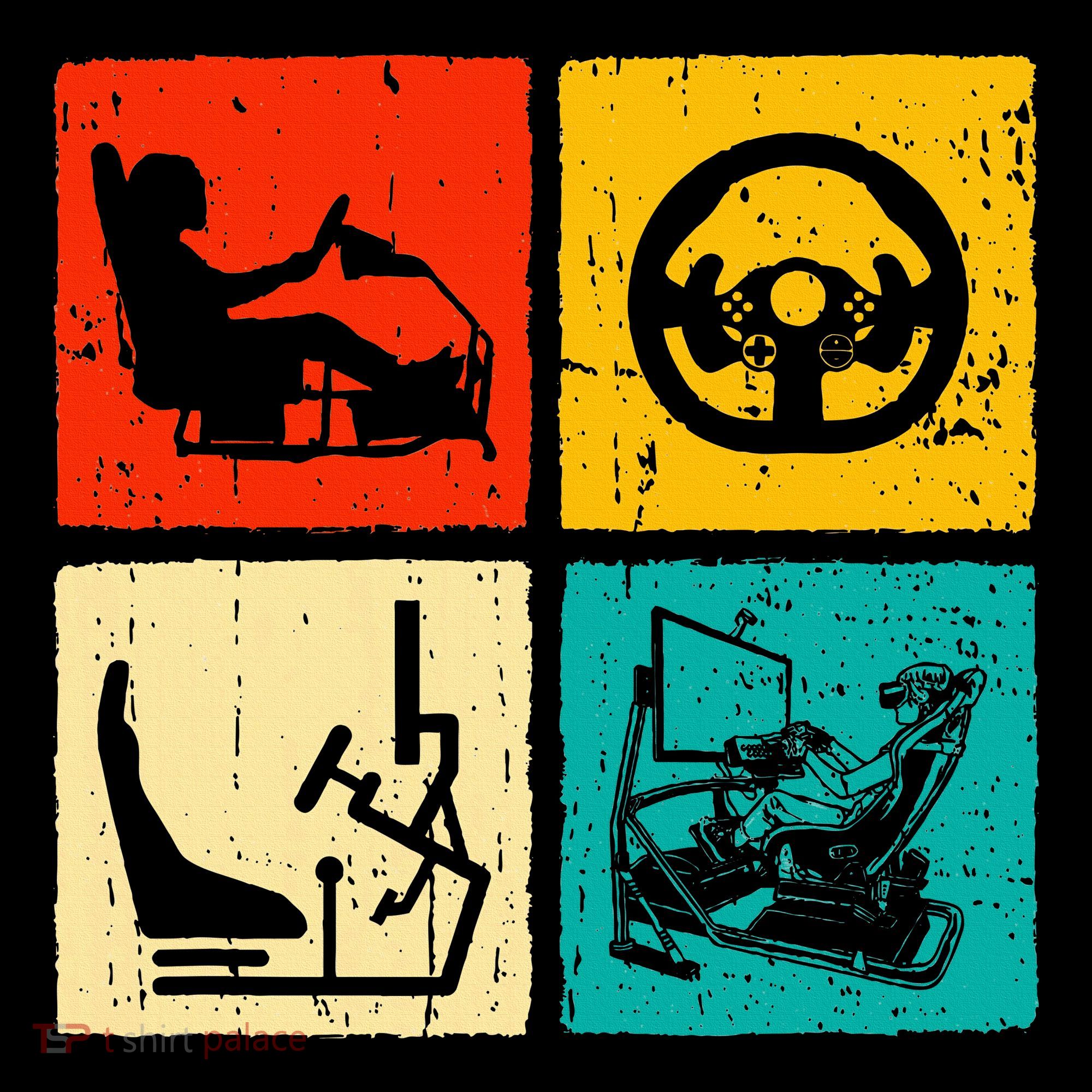 Sim Racing Retro Vintage Simulator Cockpit Racer Experience T-Shirt