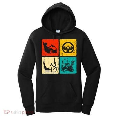 Sim Racing Retro Vintage Simulator Cockpit Racer Experience Women's Hoodie