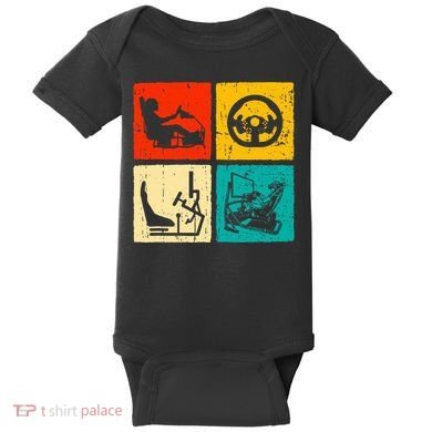 Sim Racing Retro Vintage Simulator Cockpit Racer Experience Baby Bodysuit