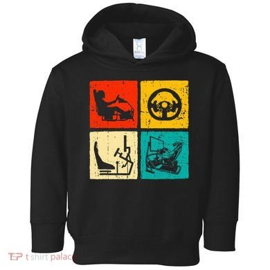 Sim Racing Retro Vintage Simulator Cockpit Racer Experience Toddler Hoodie