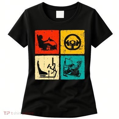 Sim Racing Retro Vintage Simulator Cockpit Racer Experience Women's T-Shirt