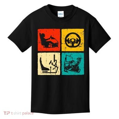 Sim Racing Retro Vintage Simulator Cockpit Racer Experience Kids T-Shirt