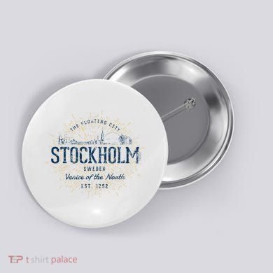 Sweden Retro Style Vintage Stockholm Button