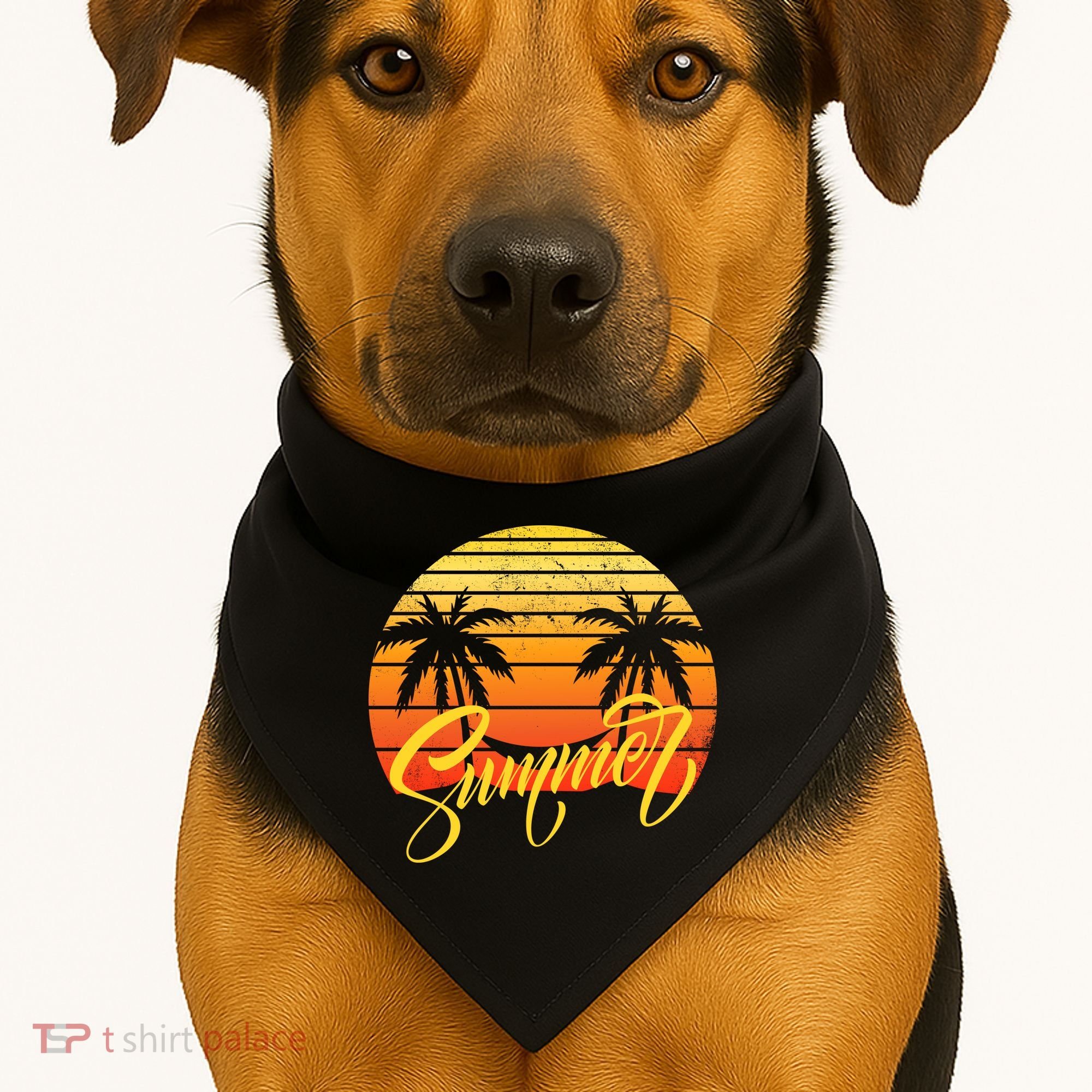 Summer Retro Sunset Tropical USA-Made Doggie Bandana