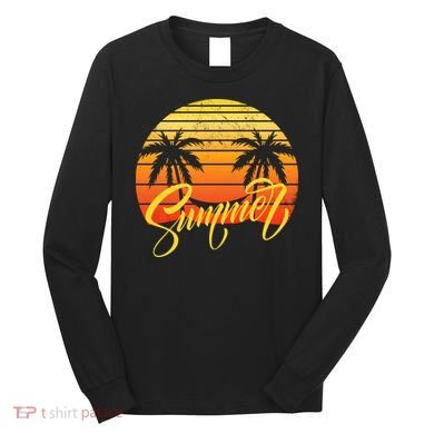 Summer Retro Sunset Tropical Long Sleeve Shirt