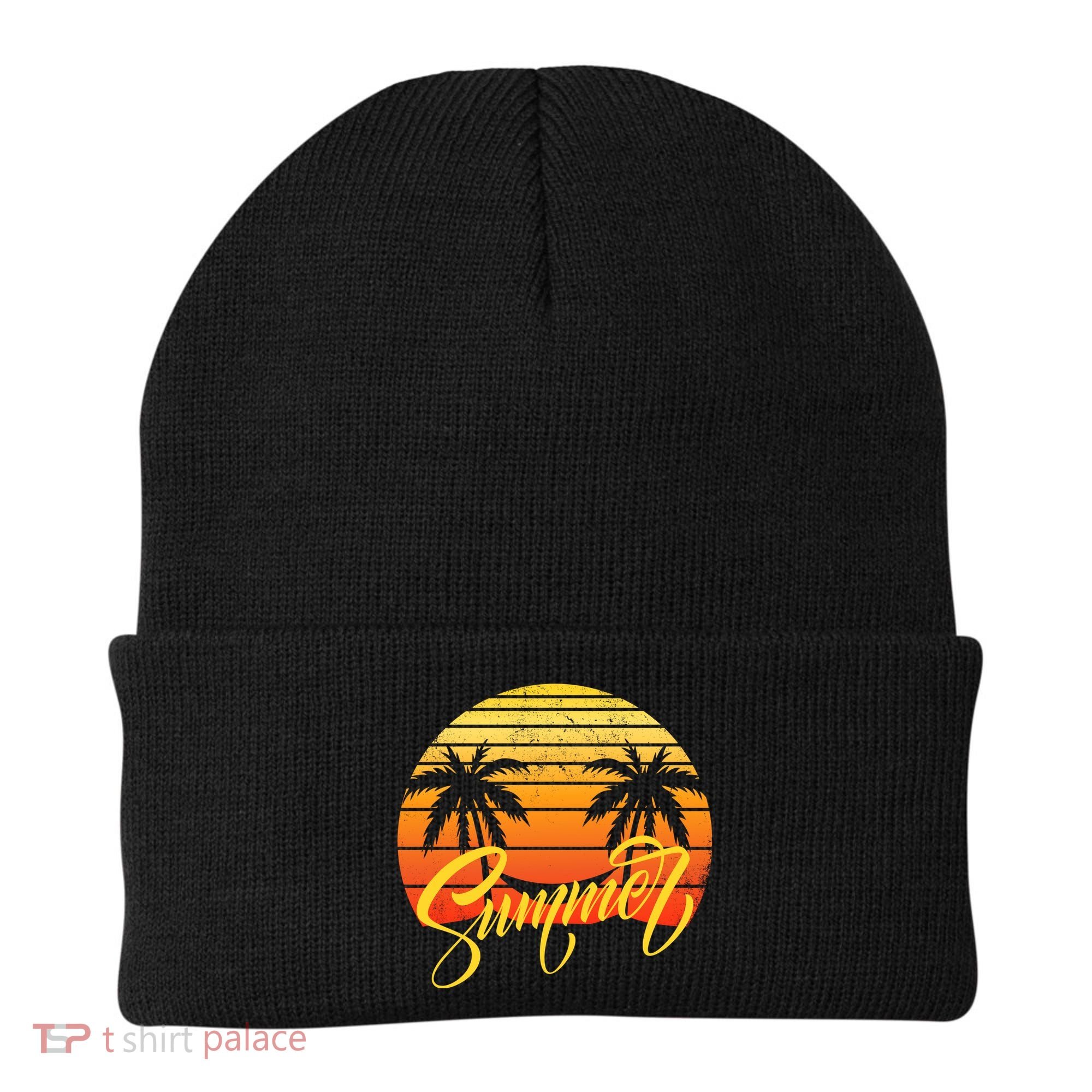 Summer Retro Sunset Tropical Beanie