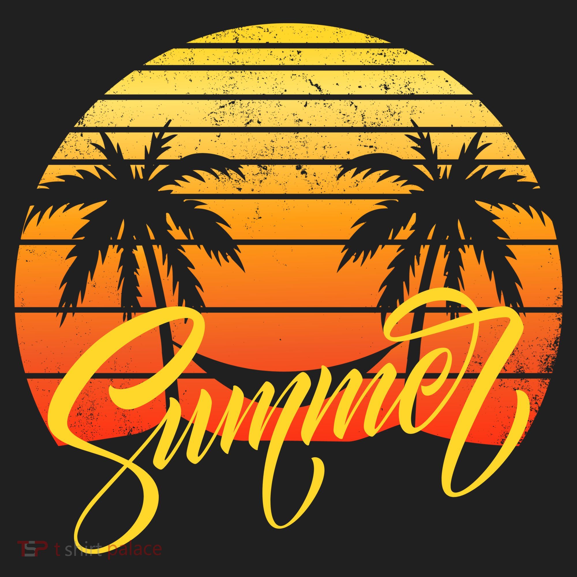 Summer Retro Sunset Tropical Beanie