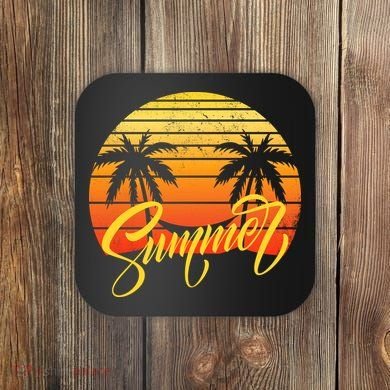Summer Retro Sunset Tropical Coaster