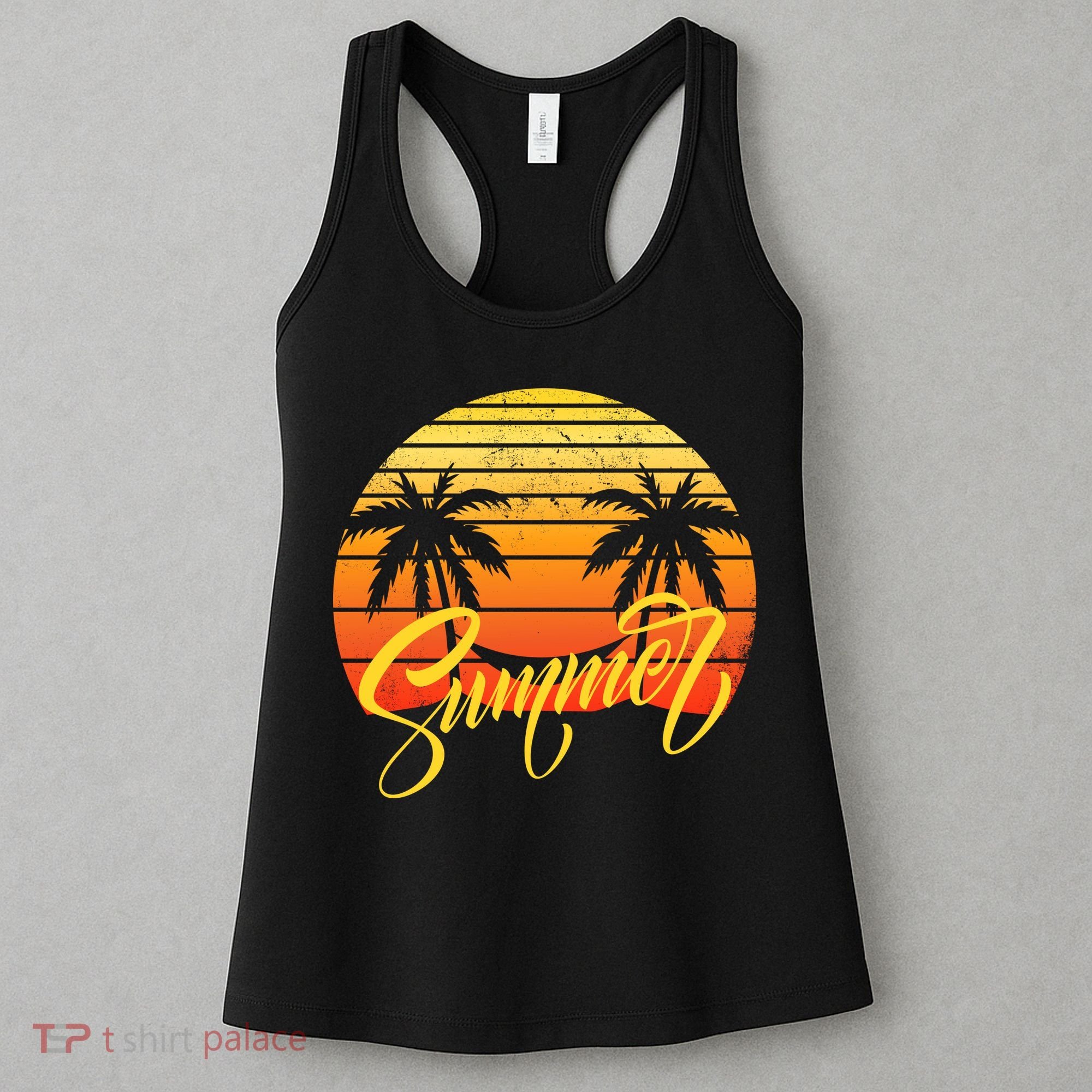Summer Retro Sunset Tropical Women's Tank Top