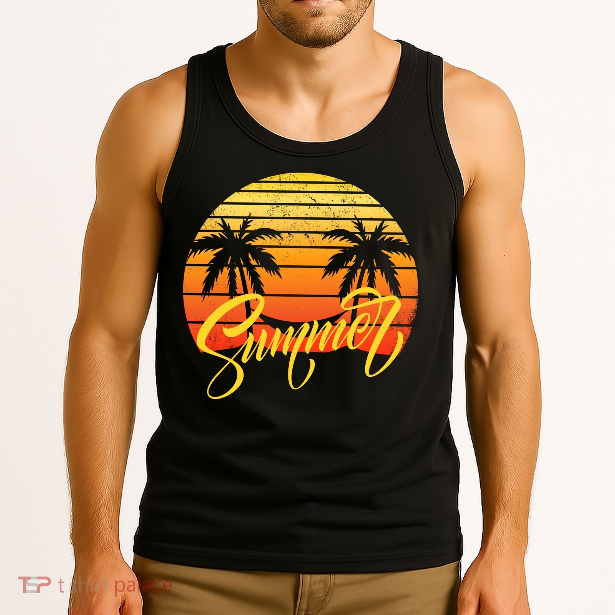 Summer Retro Sunset Tropical Tank Top