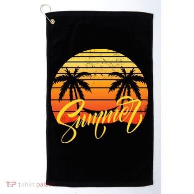 Summer Retro Sunset Tropical Golf Towel