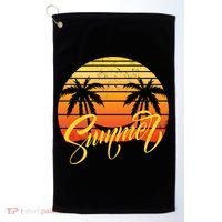 Summer Retro Sunset Tropical Golf Towel thumb 0