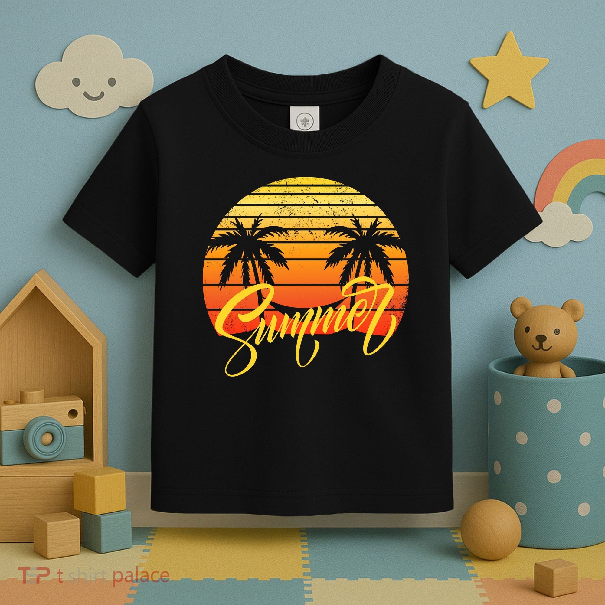 Summer Retro Sunset Tropical Toddler T-Shirt