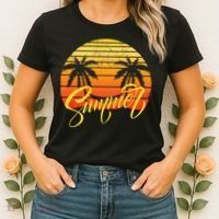 Summer Retro Sunset Tropical Women's T-Shirt thumb 2