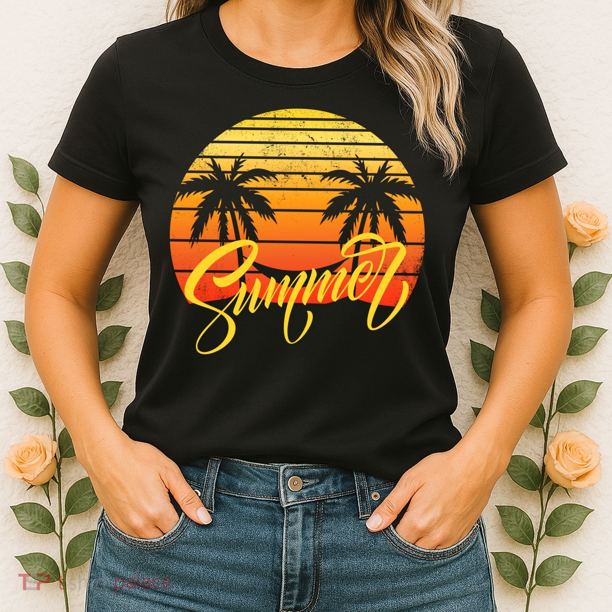 Summer Retro Sunset Tropical Women's T-Shirt
