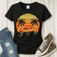 Summer Retro Sunset Tropical Women's T-Shirt thumb 3