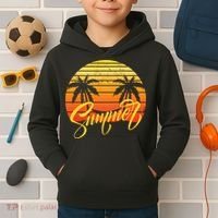 Summer Retro Sunset Tropical Kids Hoodie thumb 2