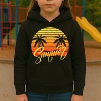 Summer Retro Sunset Tropical Kids Hoodie thumb 3