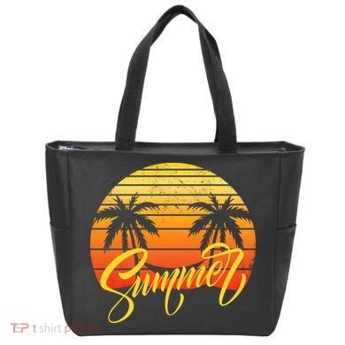 Summer Retro Sunset Tropical Tote Bag