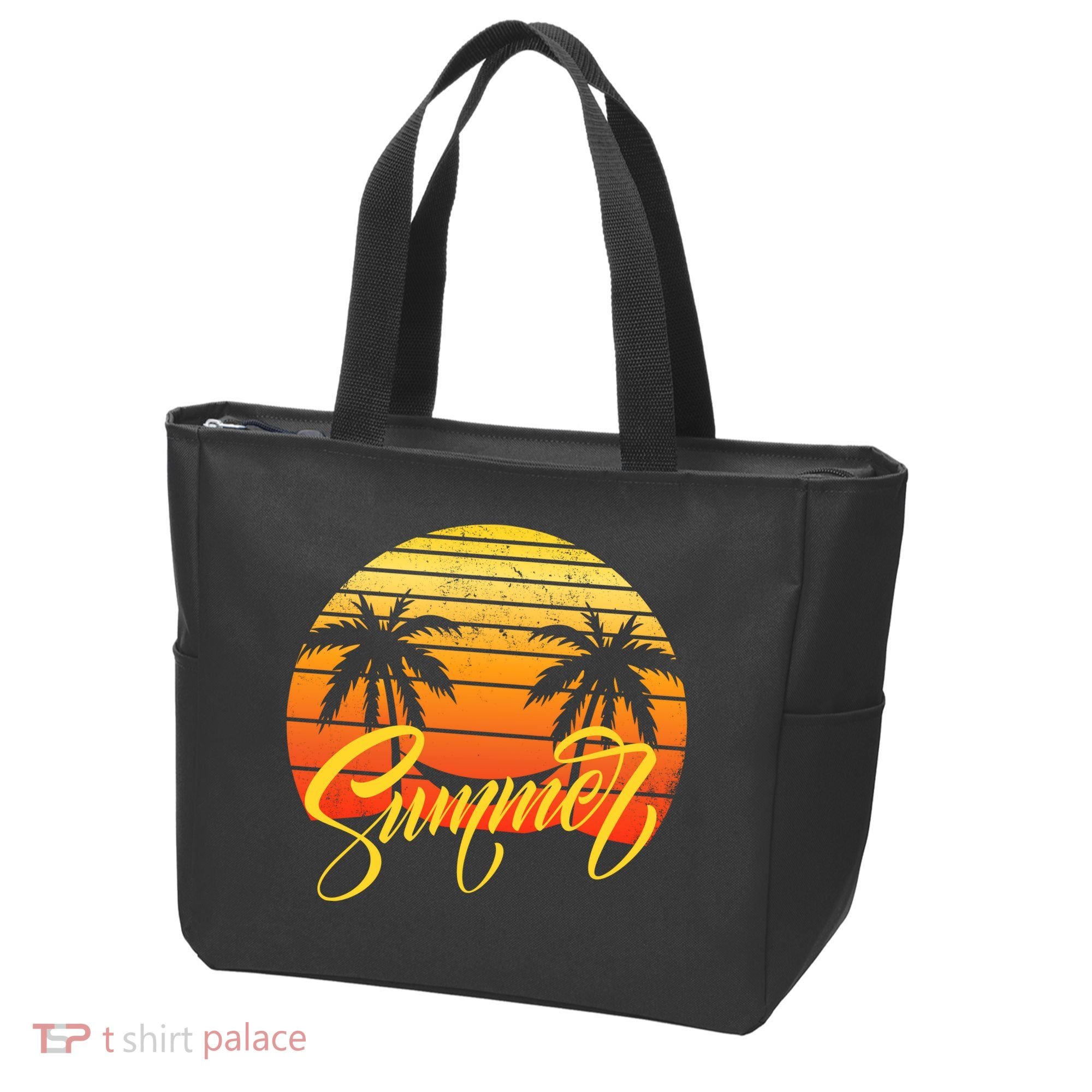 Summer Retro Sunset Tropical Tote Bag