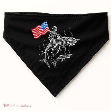 Skeleton Ride Shark 4th Of July USA-Made Doggie Bandana