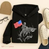 Skeleton Ride Shark 4th Of July Hoodie thumb 4