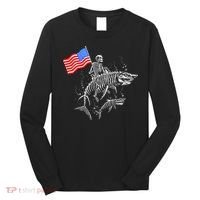 Skeleton Ride Shark 4th Of July Long Sleeve Shirt thumb 0