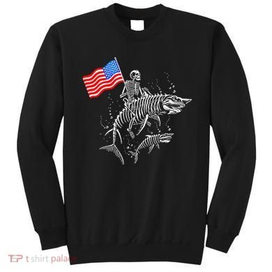 Skeleton Ride Shark 4th Of July Sweatshirt