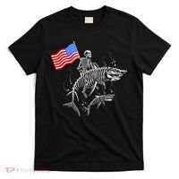 Skeleton Ride Shark 4th Of July T-Shirt thumb 0