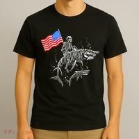 Skeleton Ride Shark 4th Of July T-Shirt thumb 3