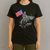 Skeleton Ride Shark 4th Of July T-Shirt thumb 4