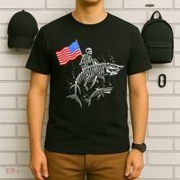 Skeleton Ride Shark 4th Of July T-Shirt thumb 6