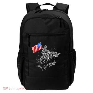 Skeleton Ride Shark 4th Of July Backpack