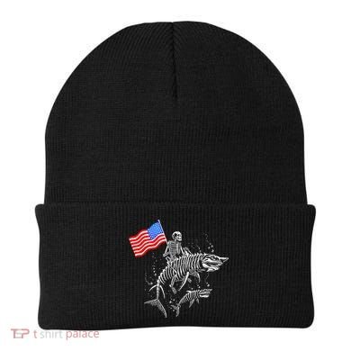 Skeleton Ride Shark 4th Of July Beanie