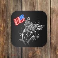 Skeleton Ride Shark 4th Of July Coaster thumb 0