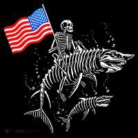 Skeleton Ride Shark 4th Of July Mousepad thumb 1