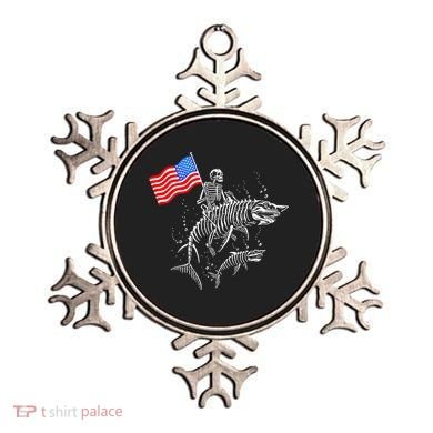 Skeleton Ride Shark 4th Of July Ornament