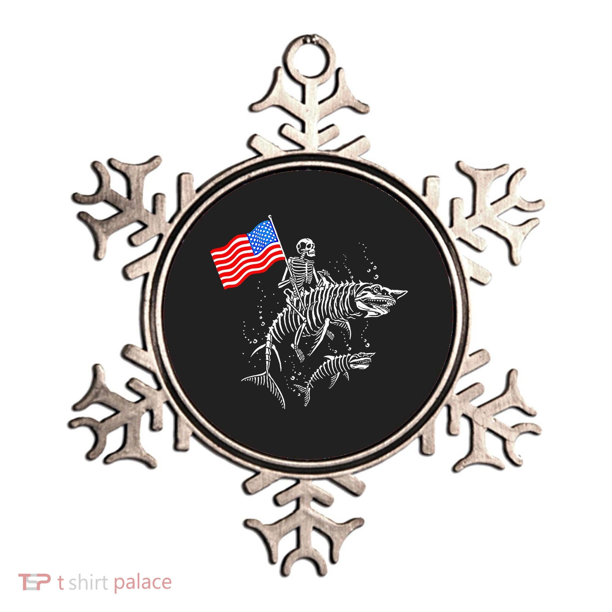 Skeleton Ride Shark 4th Of July Ornament