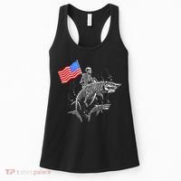 Skeleton Ride Shark 4th Of July Women's Tank Top thumb 0