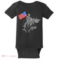 Skeleton Ride Shark 4th Of July Baby Bodysuit thumb 0